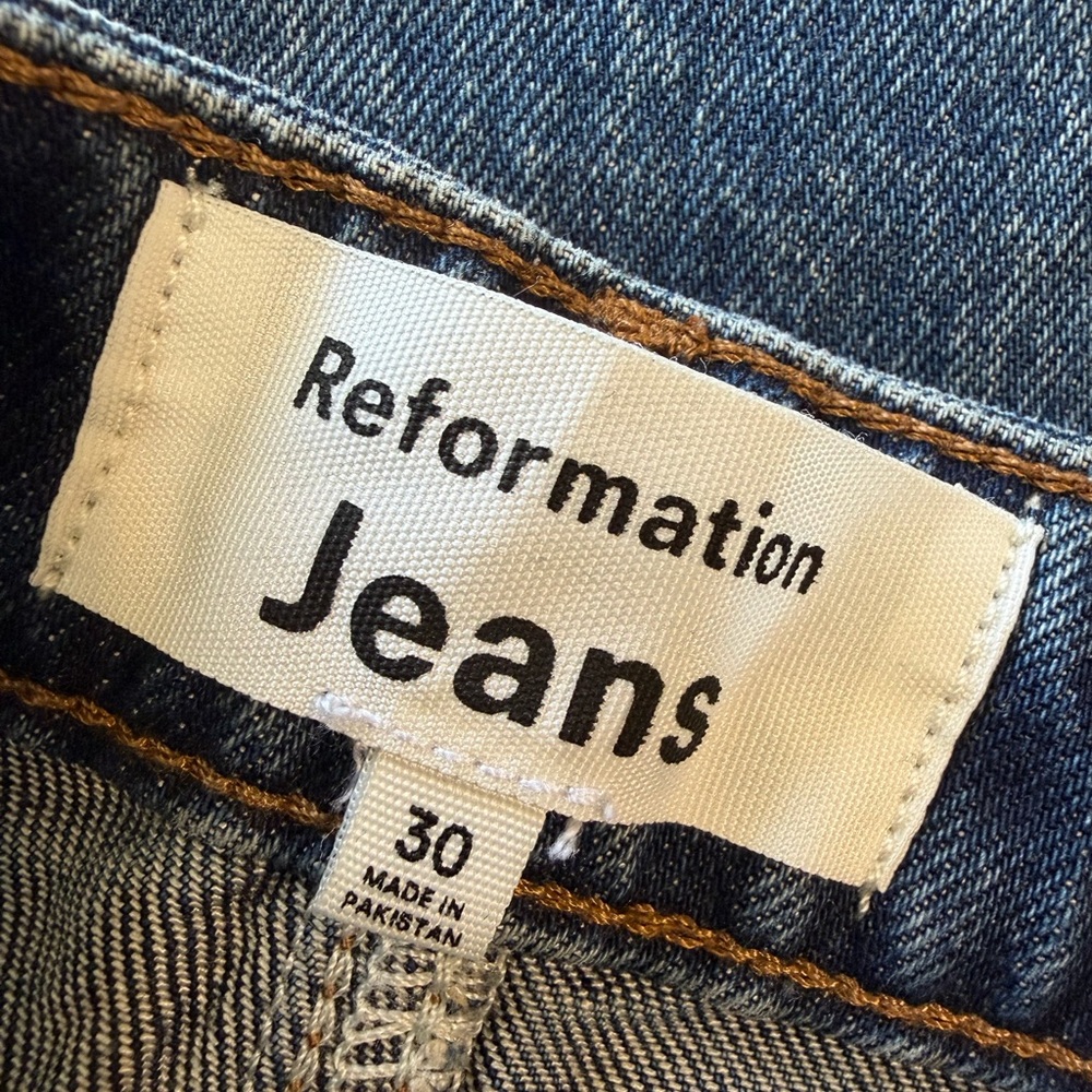 Reformation Liza Ultra High Rise Straight Icarian Blue Denim Jeans NEW size 30 - Picture 7 of 8